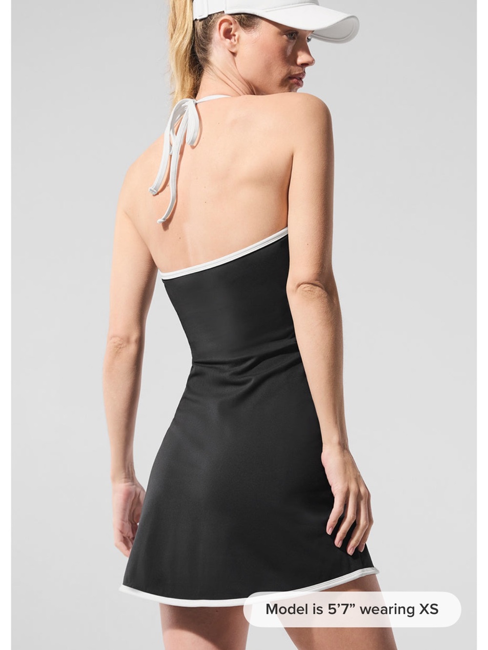 100% Authentic from the store! ALO Yoga Black Mini Dress with White Trim - Picture 2 of 8